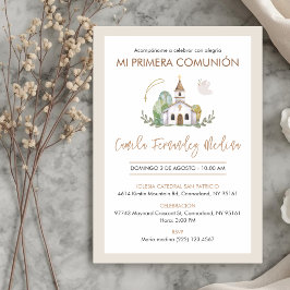 Invitación Cute Catholic Church Elegant Girl First Communion