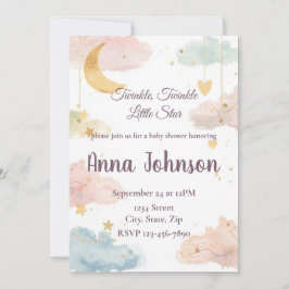 Invitación Cute Celestial Baby Shower Invitation | Watercolor