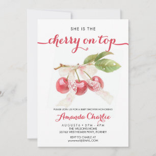 Invitación Cute Cherry on Top niña Fiesta de Bebé