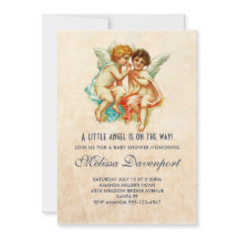 Cute Cherub Ephemera en Faux Parchment Baby Shower