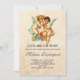 Invitación Cute Cherub Ephemera en Faux Parchment Baby Shower