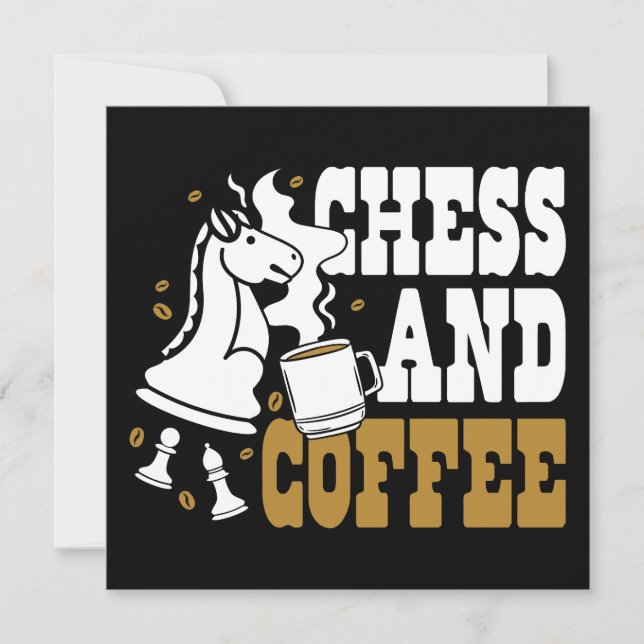 Invitación Cute Chess and Coffee Chess Lover Knight Art (Anverso)
