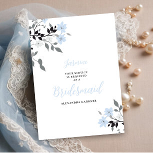 Invitación Cute Chic Blue Floral Bunch Wedding Bridesmaid