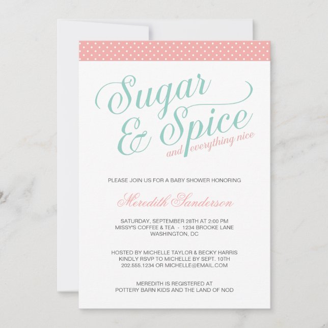 Invitación Cute Chica Baby Shower (Anverso)