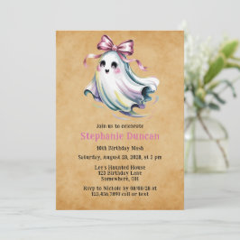Invitación Cute Chica Ghost Birthday Mash