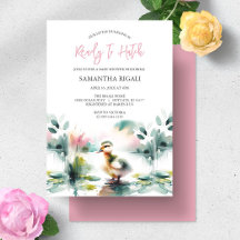 Cute Chica Watercolor Duck Baby Shower