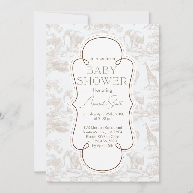 Invitación Cute Chinoiserie Toile de Jouy (Anverso)