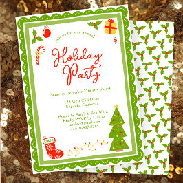 Invitación Cute Christmas Icons Scallop CUSTOM Holiday Party