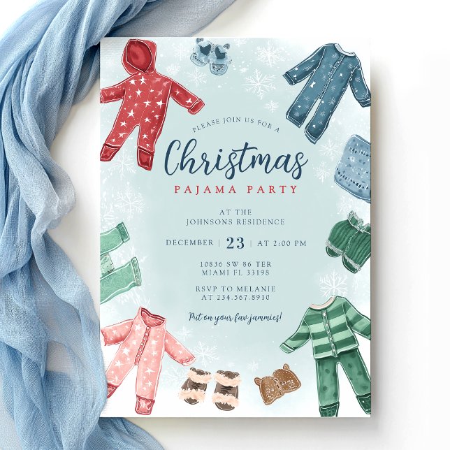 Invitación Cute Christmas Pajama Party (Subido por el creador)