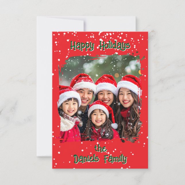 Invitación Cute Christmas Snow Family  Photo Card (Anverso)