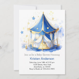Invitación Cute Circus Dreamland Watercolor Boy Baby Shower