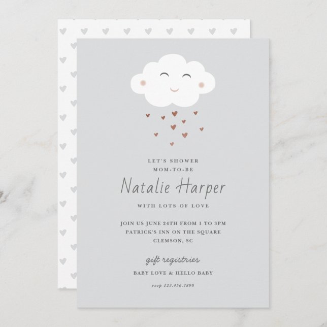 Invitación Cute Cloud Baby Shower (Anverso / Reverso)