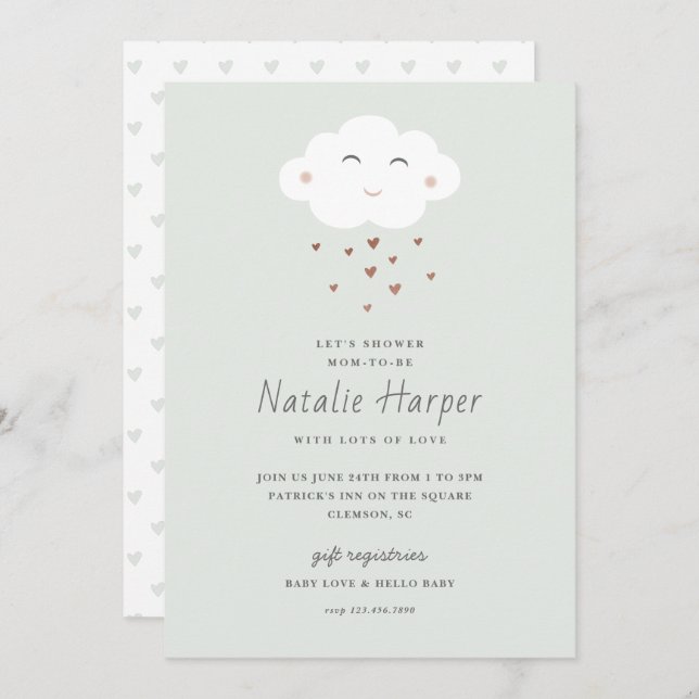 Invitación Cute Cloud Baby Shower (Anverso / Reverso)