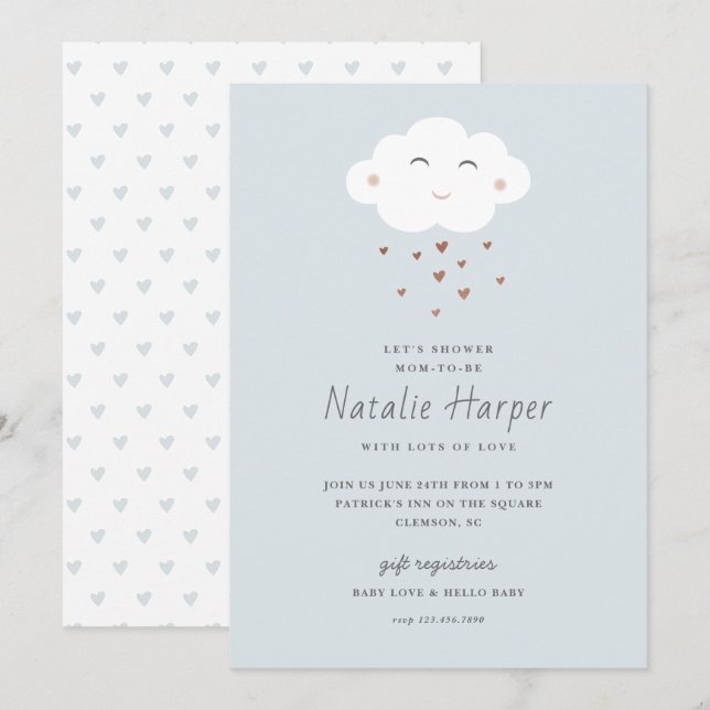 Invitación Cute Cloud Baby Shower (Anverso / Reverso)