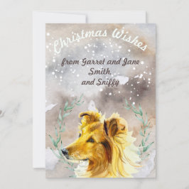 Invitación Cute Collie en Navidades nevados personalizado acu