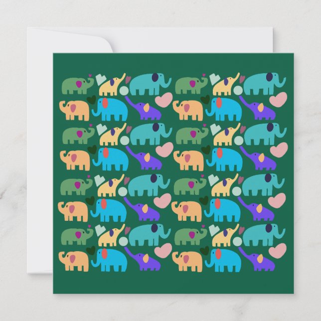 Invitación Cute Colorful Elephant Seamless Pattern (Anverso)