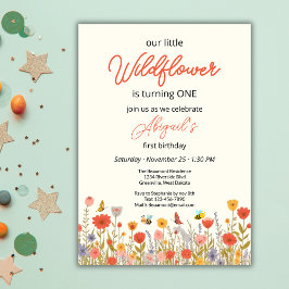 Invitación Cute Colorful Little Wildflower Bee's 1st Birthday