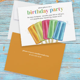Invitación Cute Colorful Moderno Birthday Popsicles Verano