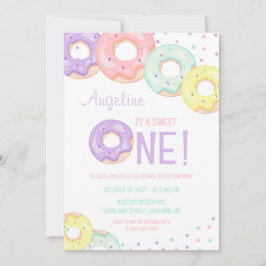 Invitación Cute Colorful Sprinkle Donuts First Birthday