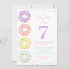 Invitación Cute Colorful Sprinkle Donuts Kids Birthday