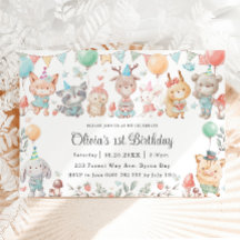 Cute colorido animales de Woodland Fiesta de cumpl