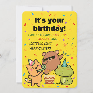 Invitación Cute Confetti Birthday Card for Friends and Family