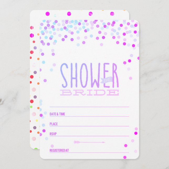 Invitación Cute Confetti Bridal Shower (Anverso / Reverso)