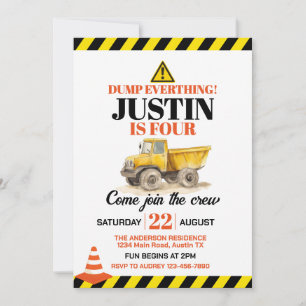 Invitación Cute Construcción Cualquier Fiesta de Cumpleaños d
