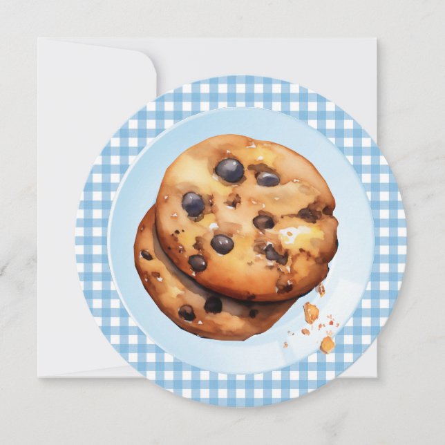 Invitación Cute Cookie va camino a Blue Baby Shower (Anverso)