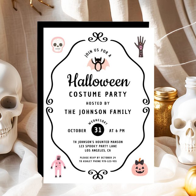 Invitación Cute Coquette Halloween Fiesta de disfraces (Cute Coquette Halloween Costume Party Invitation)