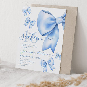 Invitación Cute Coquette Navy Blue Bow Sweet 16
