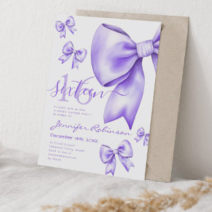 Invitación Cute Coquette Purple Bow Sweet 16