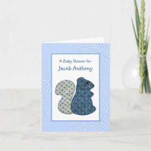 Invitación Cute Country Blue Floral Squirrel Baby Shower