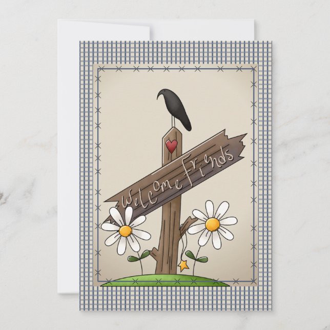 Invitación Cute Country Blue Gingham Checks Baby Shower (Anverso)