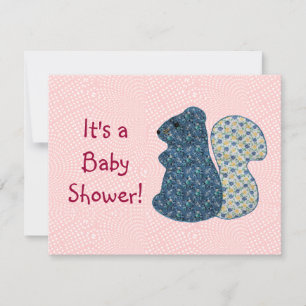 Invitación Cute Country Style Blue Squirrel Baby Shower