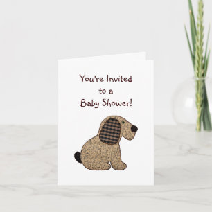 Invitación Cute Country Style Gingham Dog Baby Shower