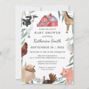 Invitación Cute Countryside Baby Shower En La Granja