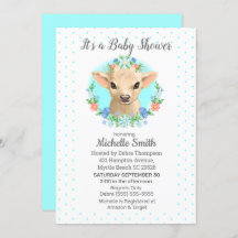 Cute Cow Blue Boys Floral Baby Shower