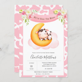 Invitación Cute Cow Over The Moon Baby Shower