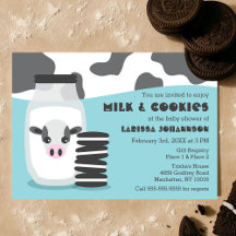 Cute Cow y Leche y Cookies Blue Baby Shower