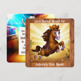 Invitación Cute Cowboy Horse First Rodeo Birday