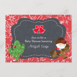 Invitación Cute Cowboy Santa y Horse Holiday Baby Shower