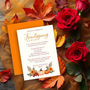 Invitación Cute Cozy Autumn Friendsgiving Pumpkins