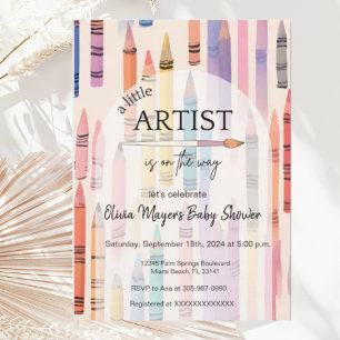 Invitación Cute Crayon Pastel Pequeño Artista Baby Shower