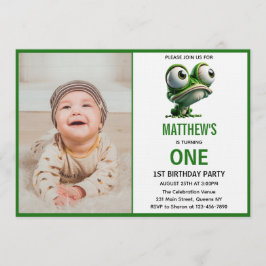 Invitación Cute Crazy Frog Farm Theme 1st Birthday