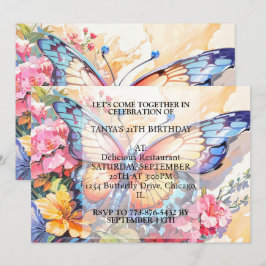 Invitación Cute creativo fiesta de cumpleaños de arte maripos