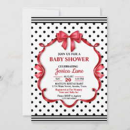 Invitación Cute Crimson Bow Baby Shower Invitation
