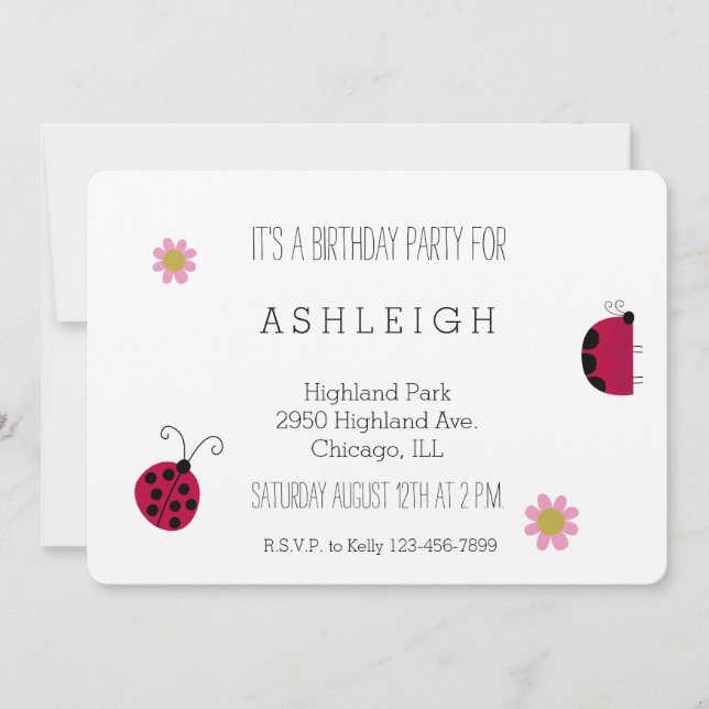 Invitación Cute cumpleaños de Ladybugs (Anverso)