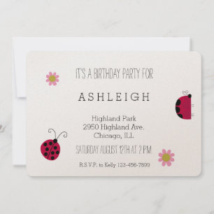 Invitación Cute cumpleaños de Ladybugs