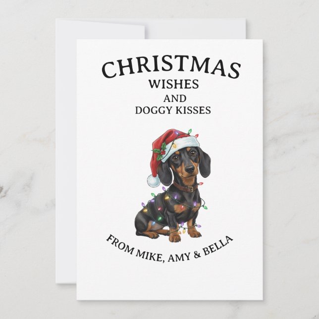 Invitación Cute Dachshund Christmas Dog Greeting Card (Anverso)